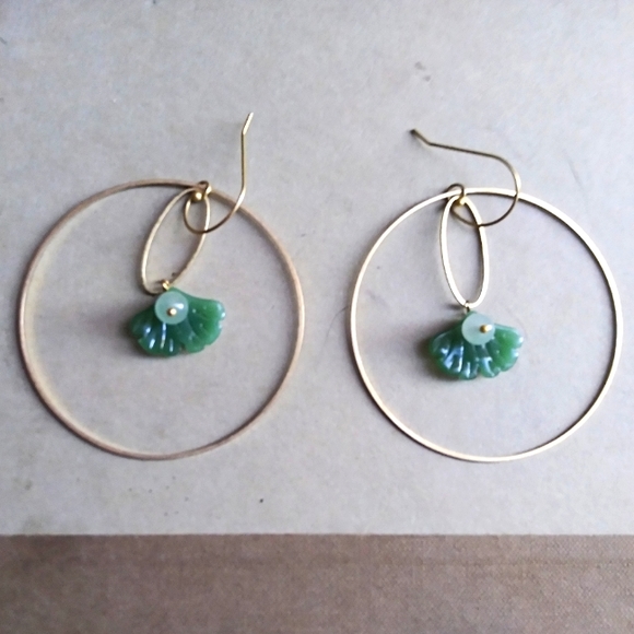 XXL 'Gingko' Dangle Hoops - Picture 2 of 3